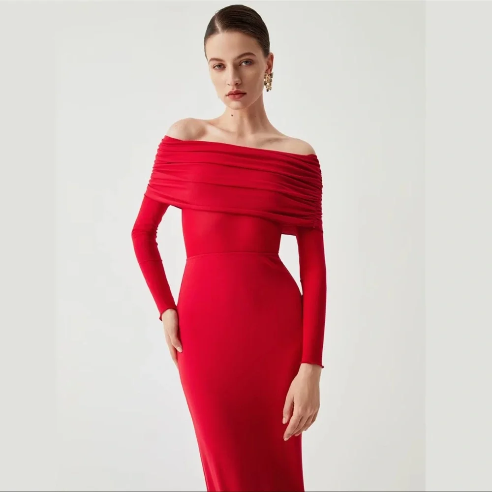 Overfold off- shoulder mesh long sleeve dress AKA the tiktok dress - Picture 2 of 6